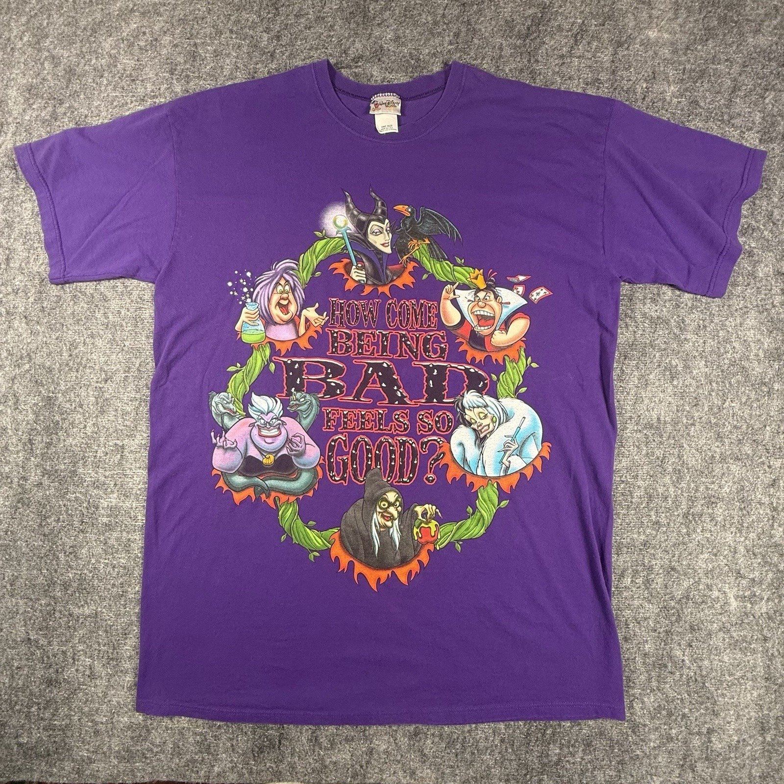 Vintage Disney Villains Shirt One Size Purple How Come Being Bad Feels So Good